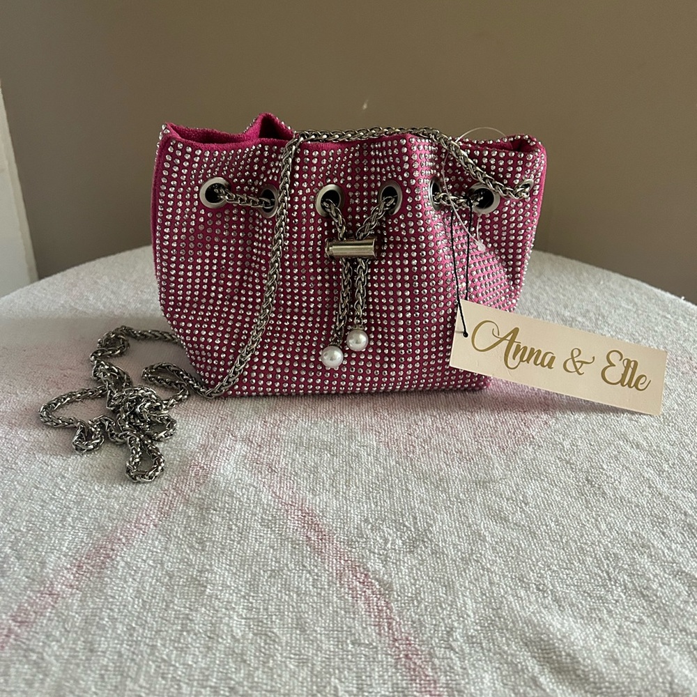New! Pink rhinestone satchel bag